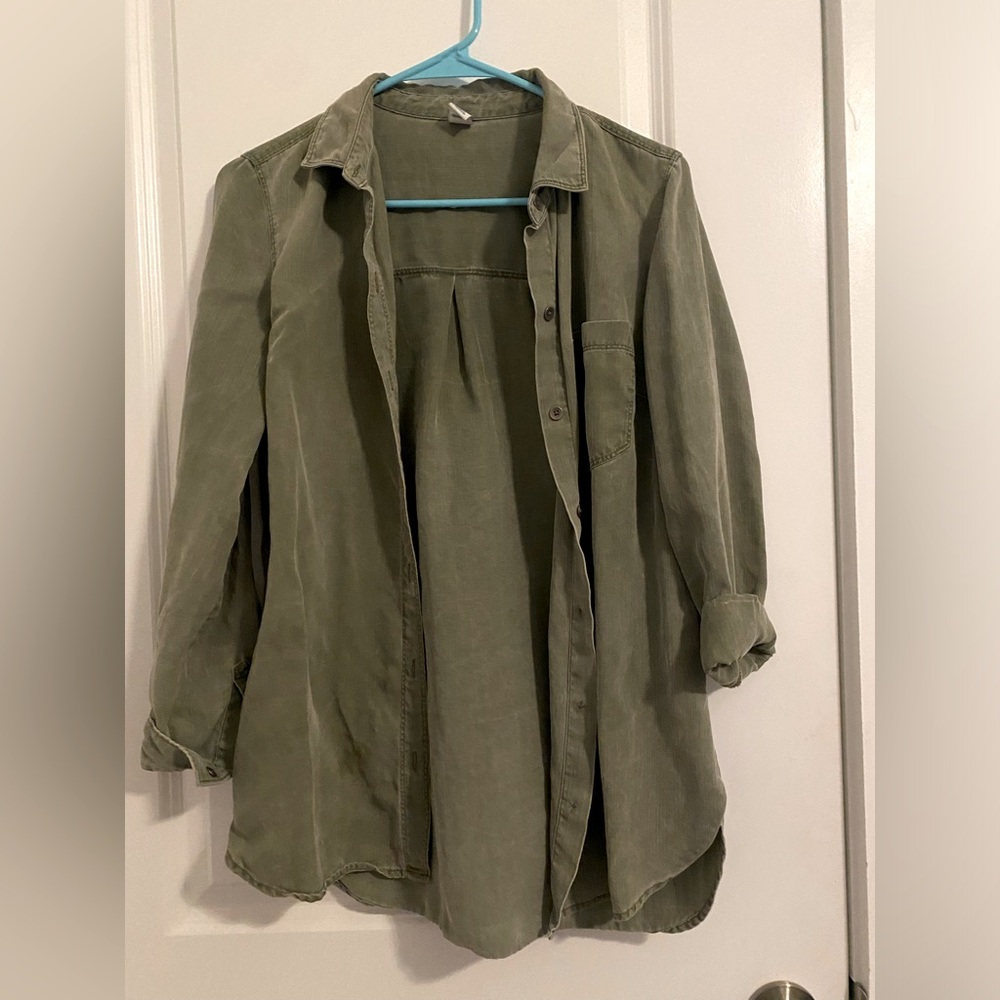 green flowy cardigan